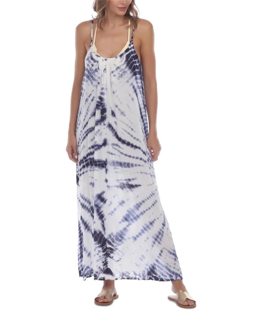 Raviya Women's Tie-Dye Sleeveless Maxi Swimsuit Cover-up, Navy, XL